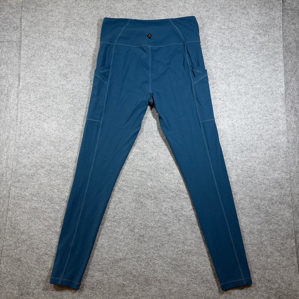 prAna Leggings Womens M Teal Blue High Waist Slim Fit Athletic Yoga Workout